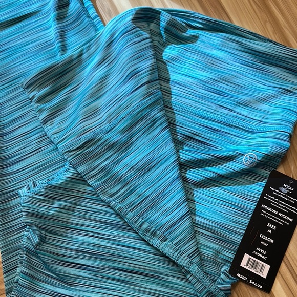 VOGO Athletica Pants - VOGO Athletica Blue Striped Ankle Pants